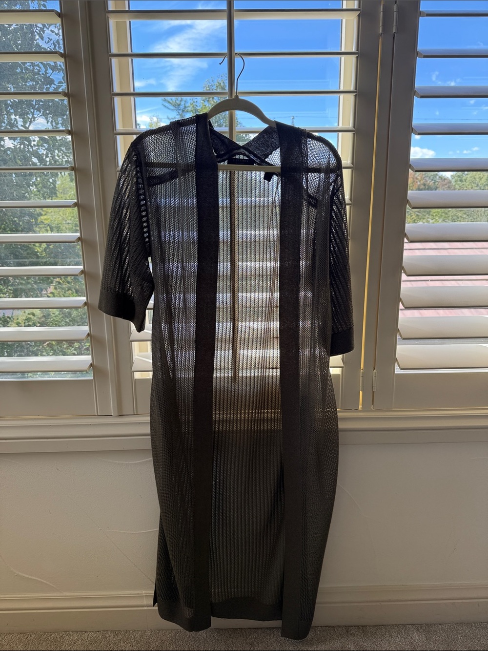 Black Sheer Knit Duster Dress
